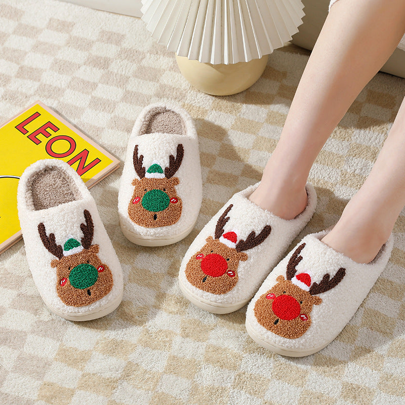 Christmas Shoes Winter Home Slippers Elk Soft Cozy Bedroom Slipper