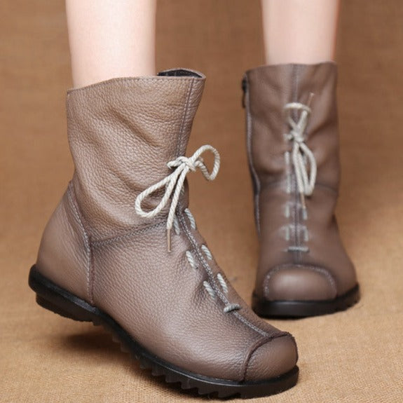 Women's Genuine Leather Casual Soft Flat Boots