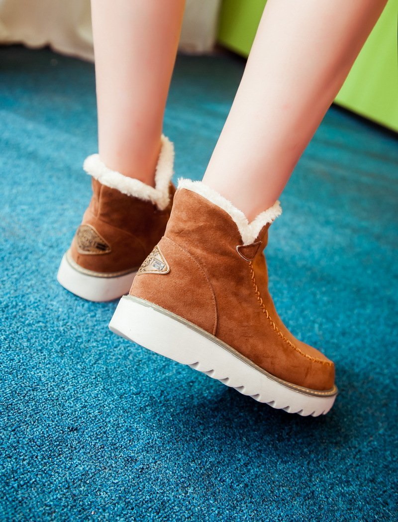 Winter Ankle Boots Fur Lining Flat Heel Boots For Women