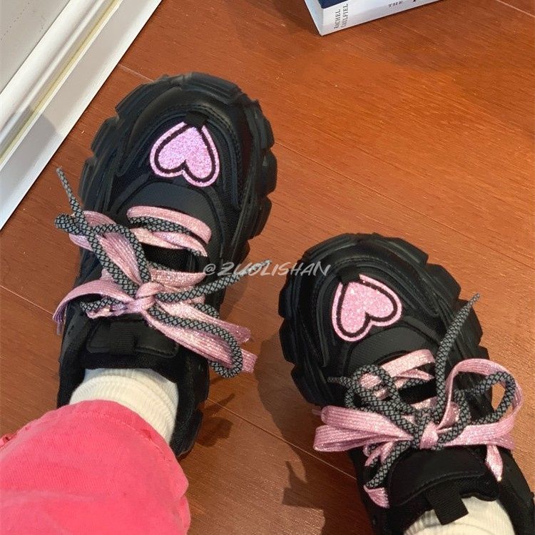 Fashionable Platform Daddy Black Sneakers