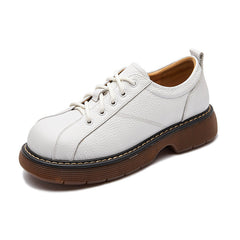 Platform Oxfords Shoes Lace Up Flats Leather Shoes