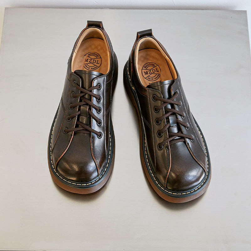 Platform Oxfords Shoes Lace Up Flats Leather Shoes