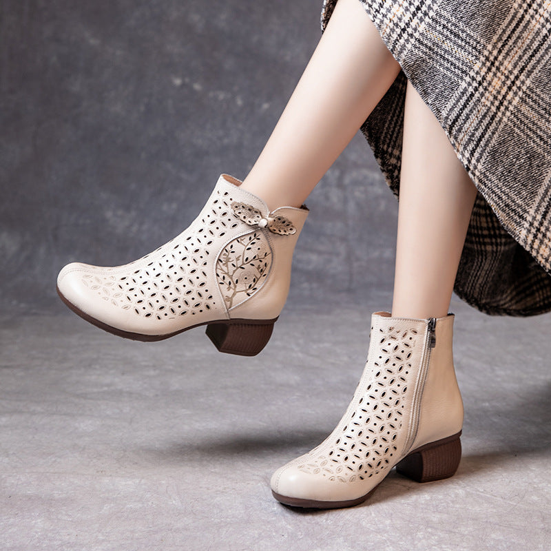 Handmade Leather Hollow Out Summer Sandals Boots