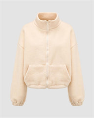 Soild Color Teddy Zip Up Jacket