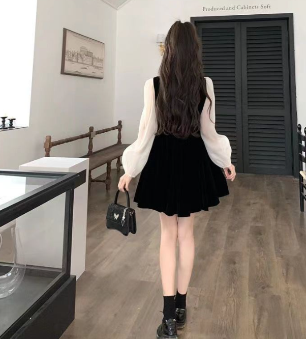 Kpop Velvet Black Party Dress