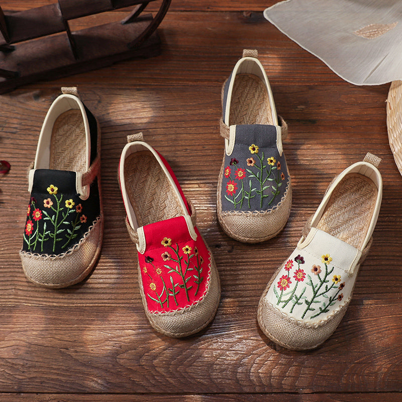 Embroidery Woven bohemian Style Loafer Flat Shoe