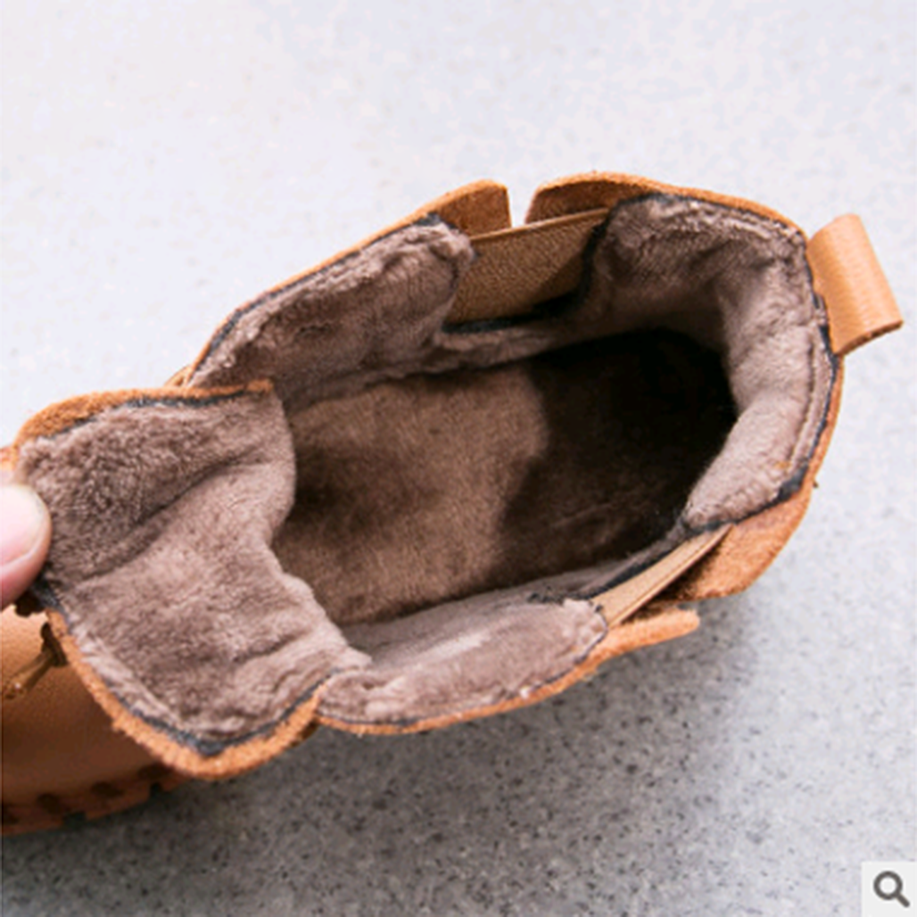 Autumn Winter Velvet Soft Leather Casual High-Top Shoes Boots