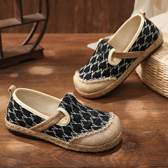 National Style Flats Slip On Shoes Woven Loafers