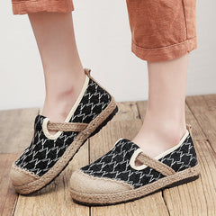 National Style Flats Slip On Shoes Woven Loafers