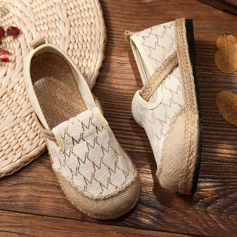 National Style Flats Slip On Shoes Woven Loafers