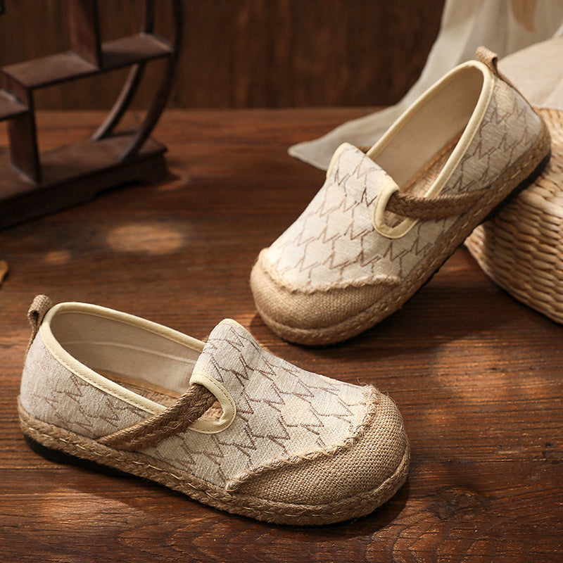 National Style Flats Slip On Shoes Woven Loafers