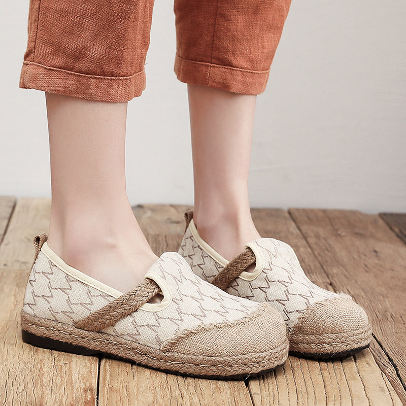 National Style Flats Slip On Shoes Woven Loafers