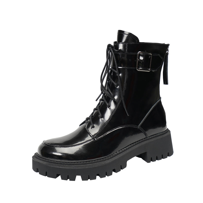 Leather Combat Winter Fleece Lined Snow Boots