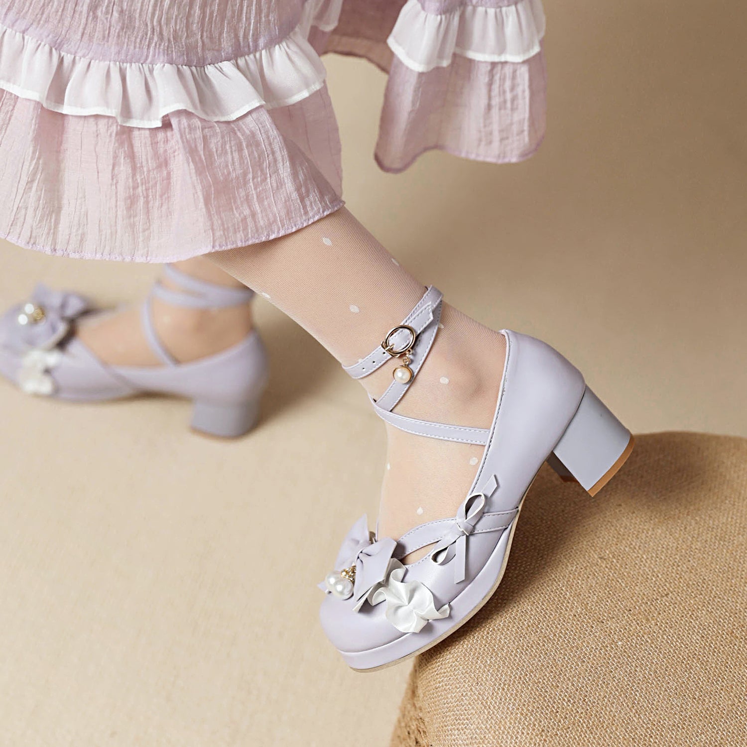 Cute Round Toe Cross Strap Lolita Japanese Mary Jane Shoes