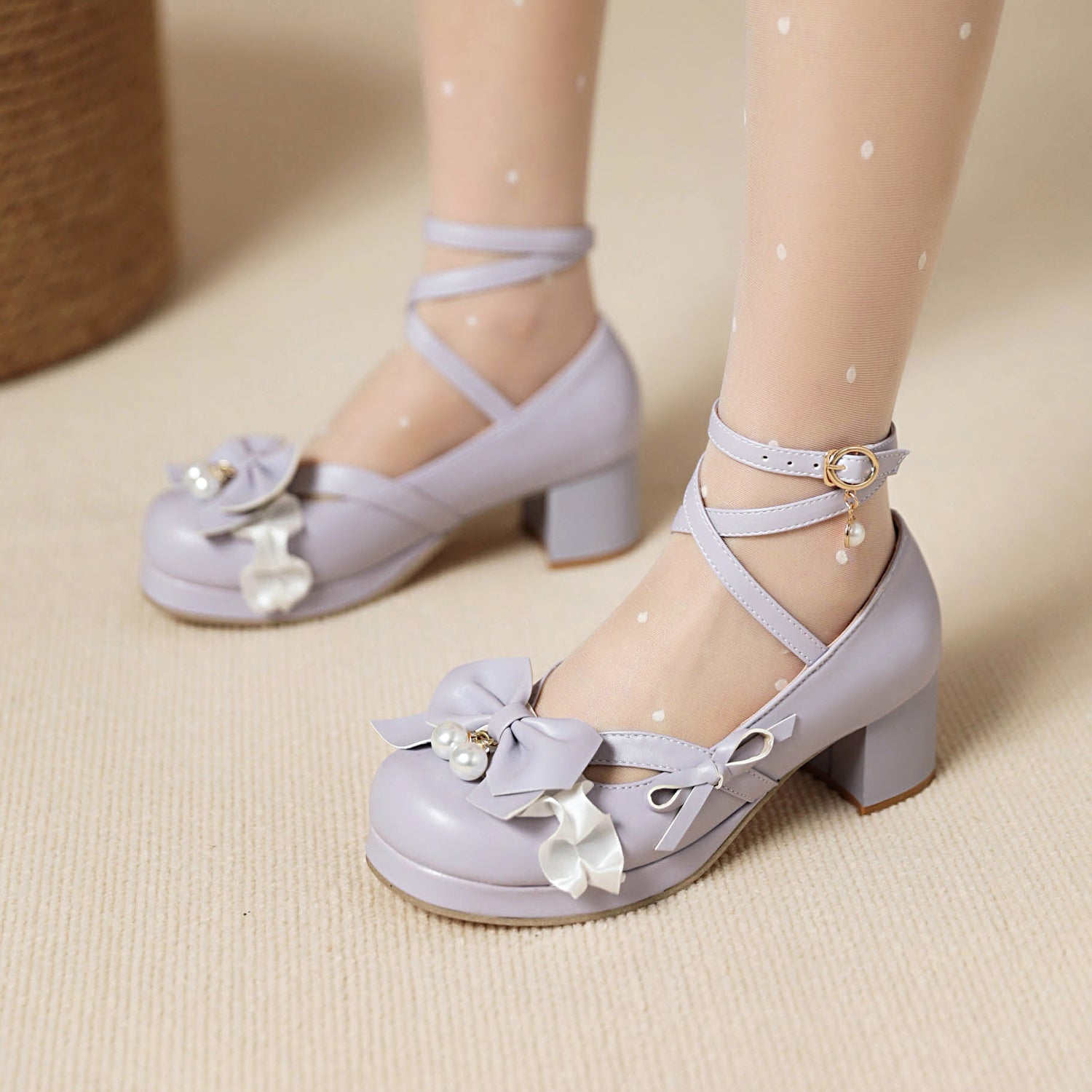 Cute Round Toe Cross Strap Lolita Japanese Mary Jane Shoes