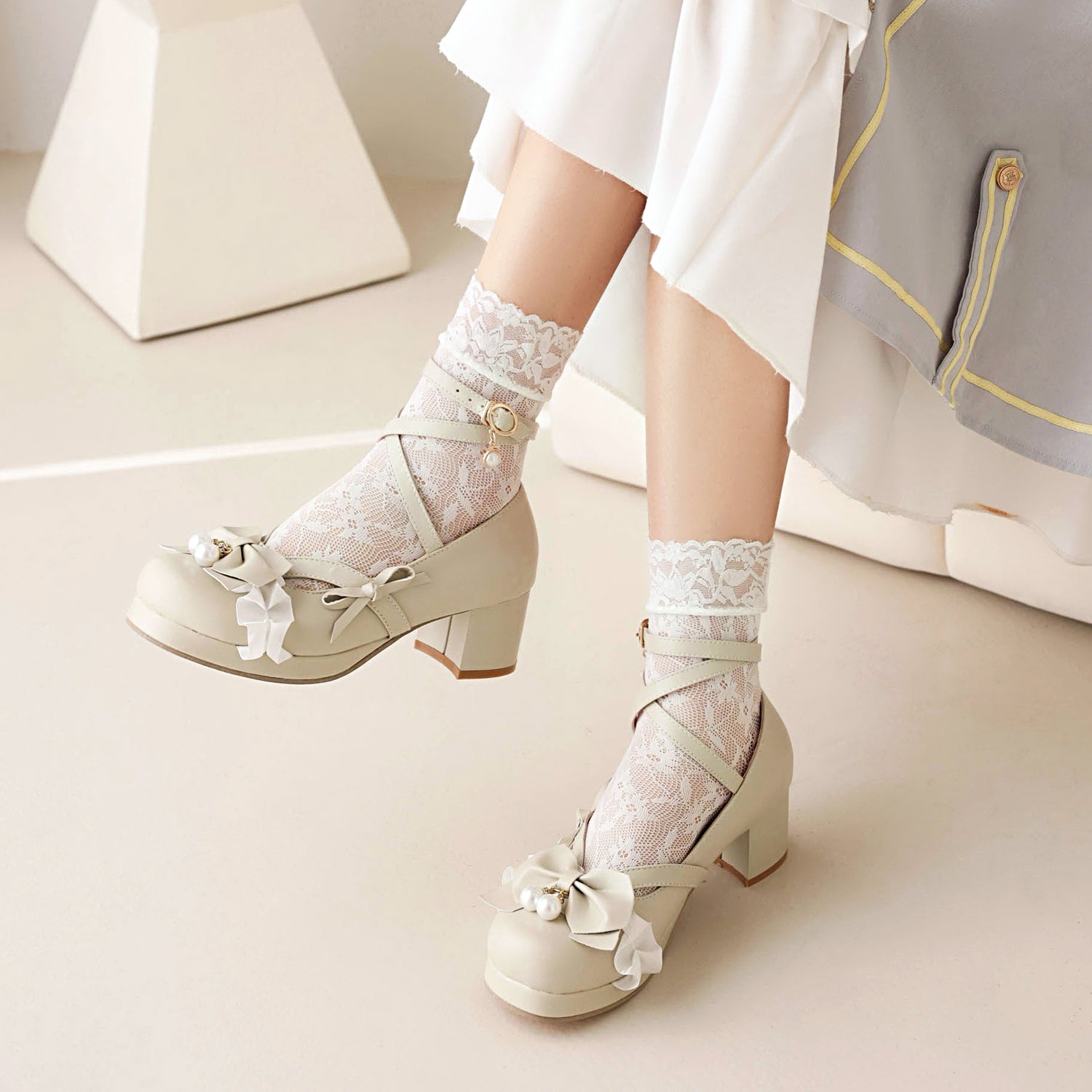 Cute Round Toe Cross Strap Lolita Japanese Mary Jane Shoes