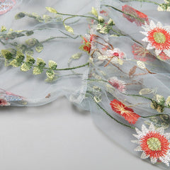 Floral Flower Embroidery Mesh Lace Fabric Lace Dress