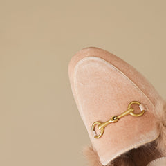 Handmade Velvet Fur Lined Loafer Mule