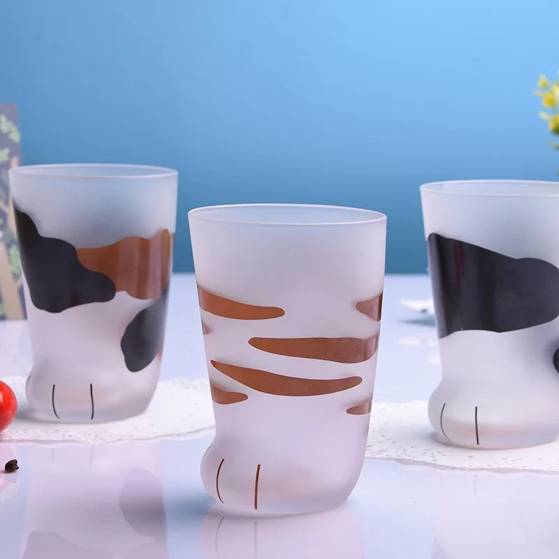 Kawaii Cute Cat Paw Glass Cup