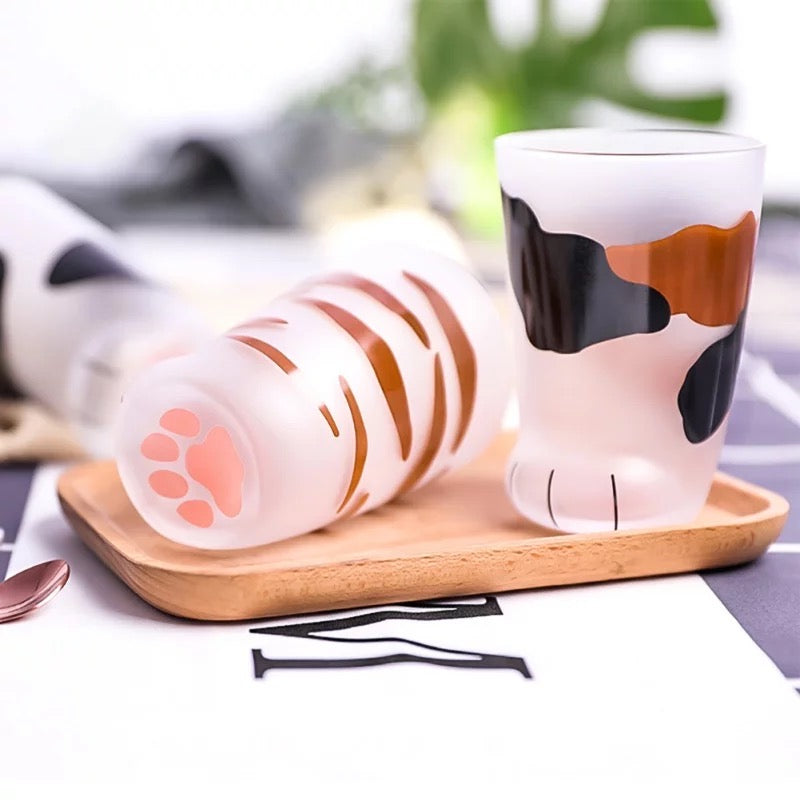 Kawaii Cute Cat Paw Glass Cup