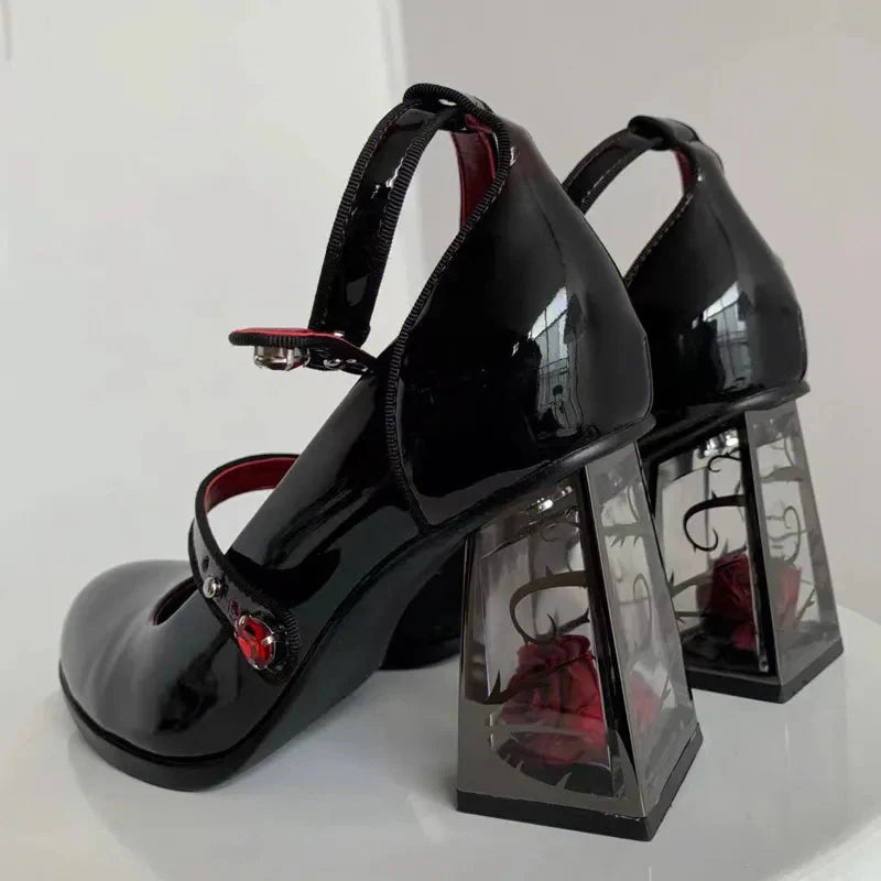 Goth Rose Mary Jane High Heels