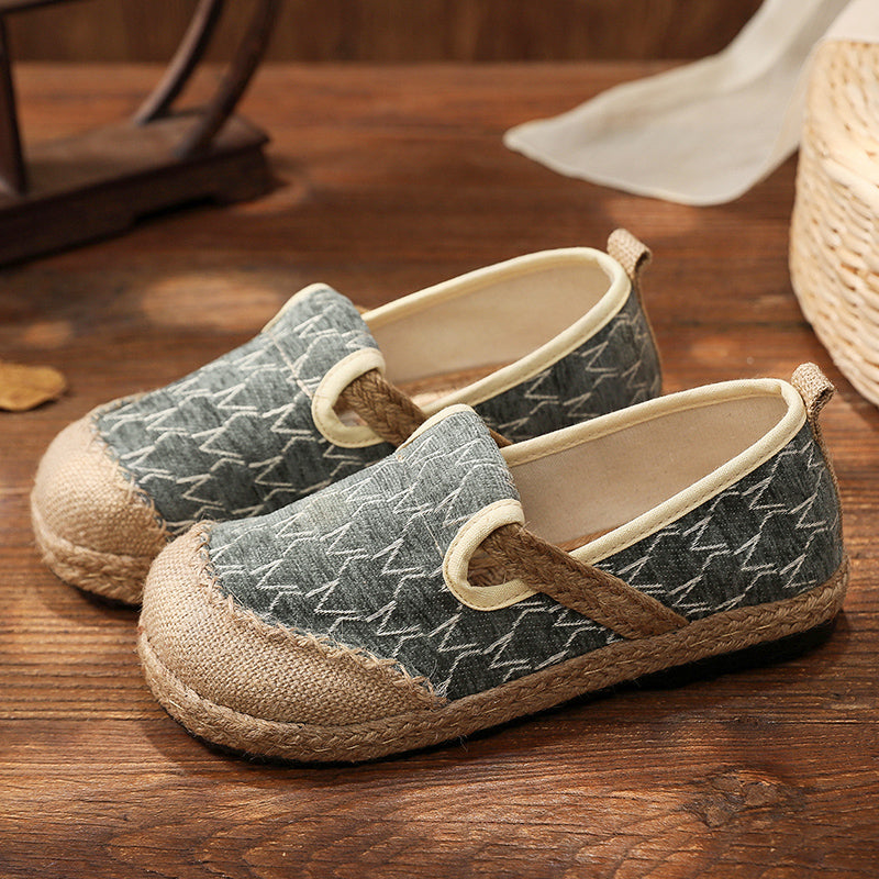 National Style Flats Slip On Shoes Woven Loafers