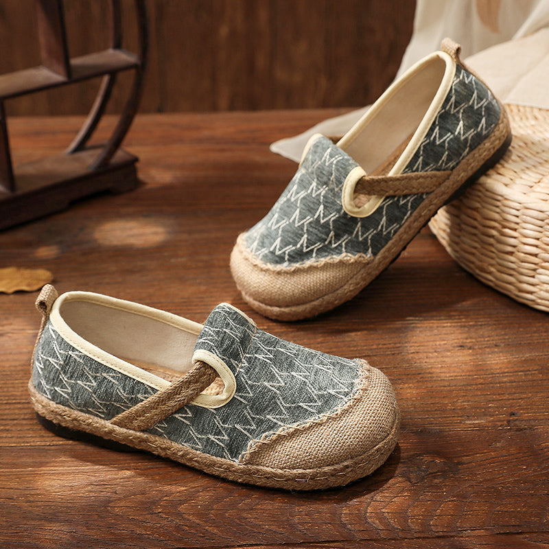 National Style Flats Slip On Shoes Woven Loafers