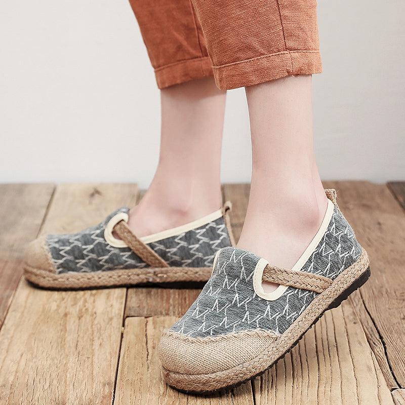National Style Flats Slip On Shoes Woven Loafers