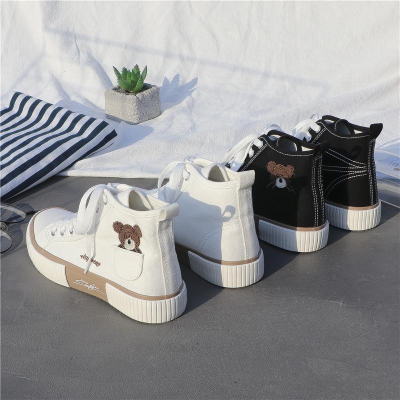 Cute Bear Canvas Sneakers High Top