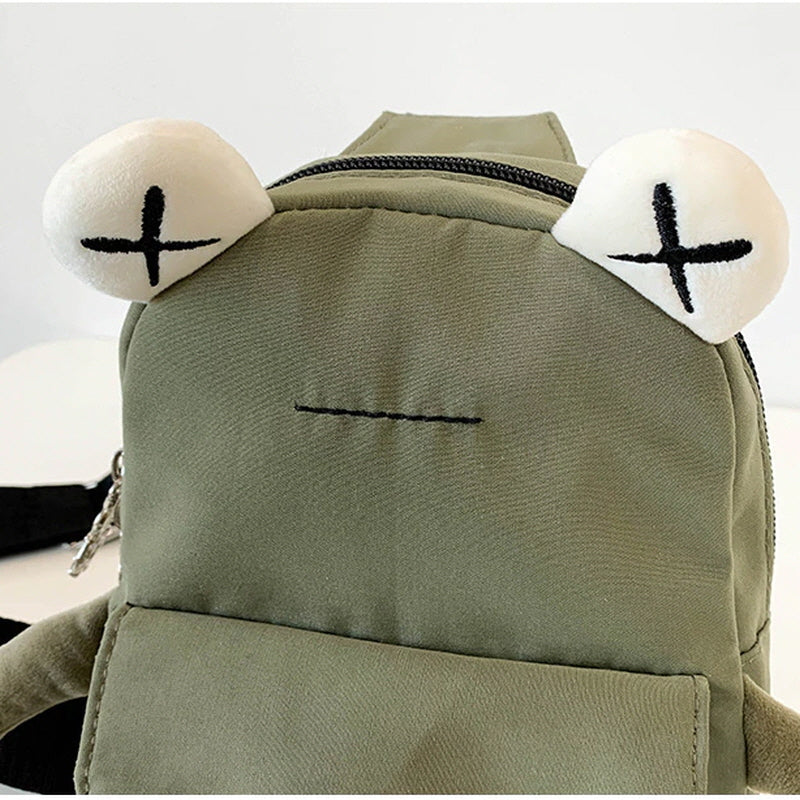 Cute Frog Zipper Canvas Crossboby Bag