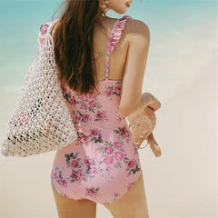Ruffle Print One Piece Swimwear