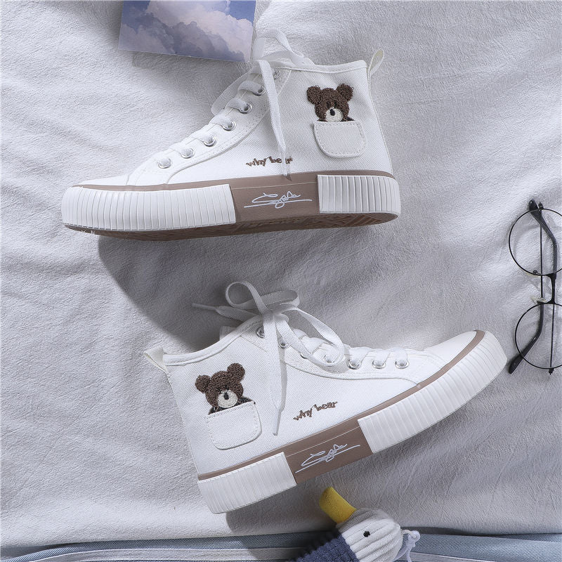 Cute Bear Canvas Sneakers High Top