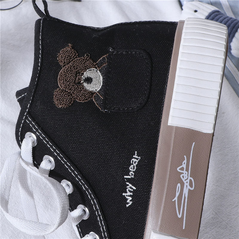 Cute Bear Canvas Sneakers High Top