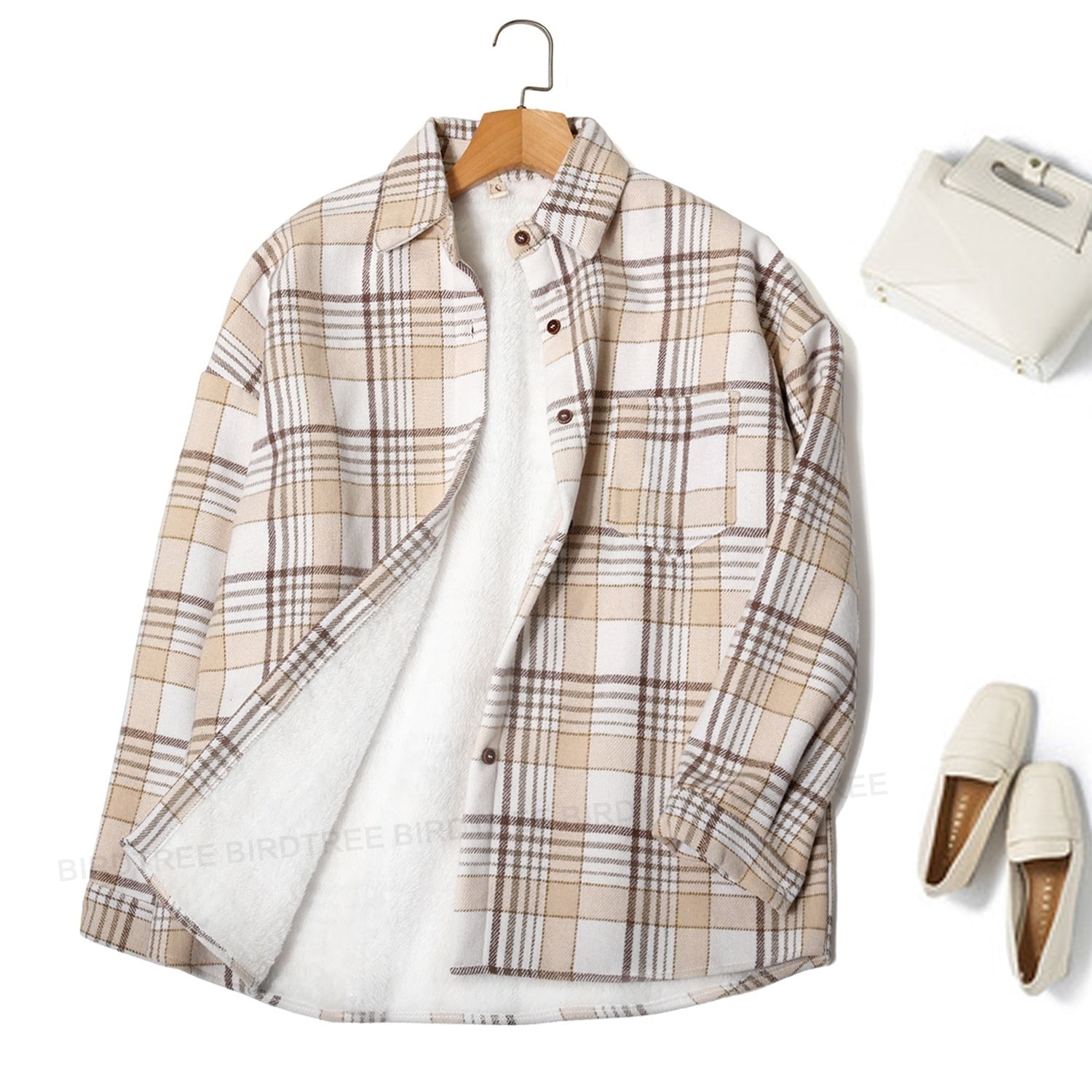 Jacket Long Sleeve Button Down Casual Plaid Flannel Shirts Boyfriend Fall Blouses