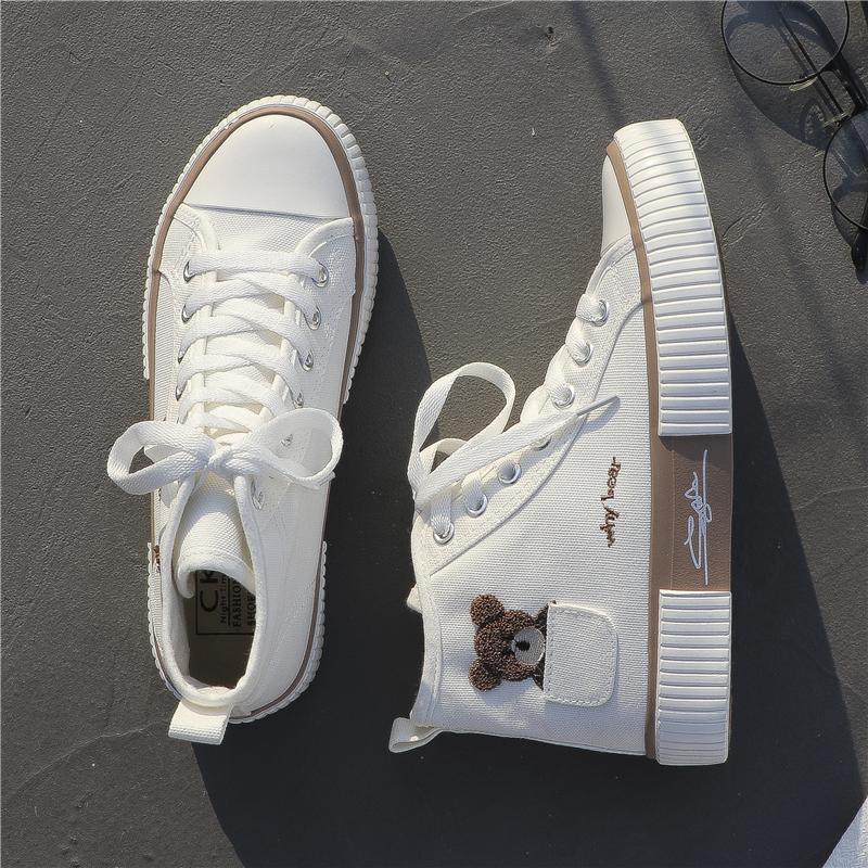 Cute Bear Canvas Sneakers High Top