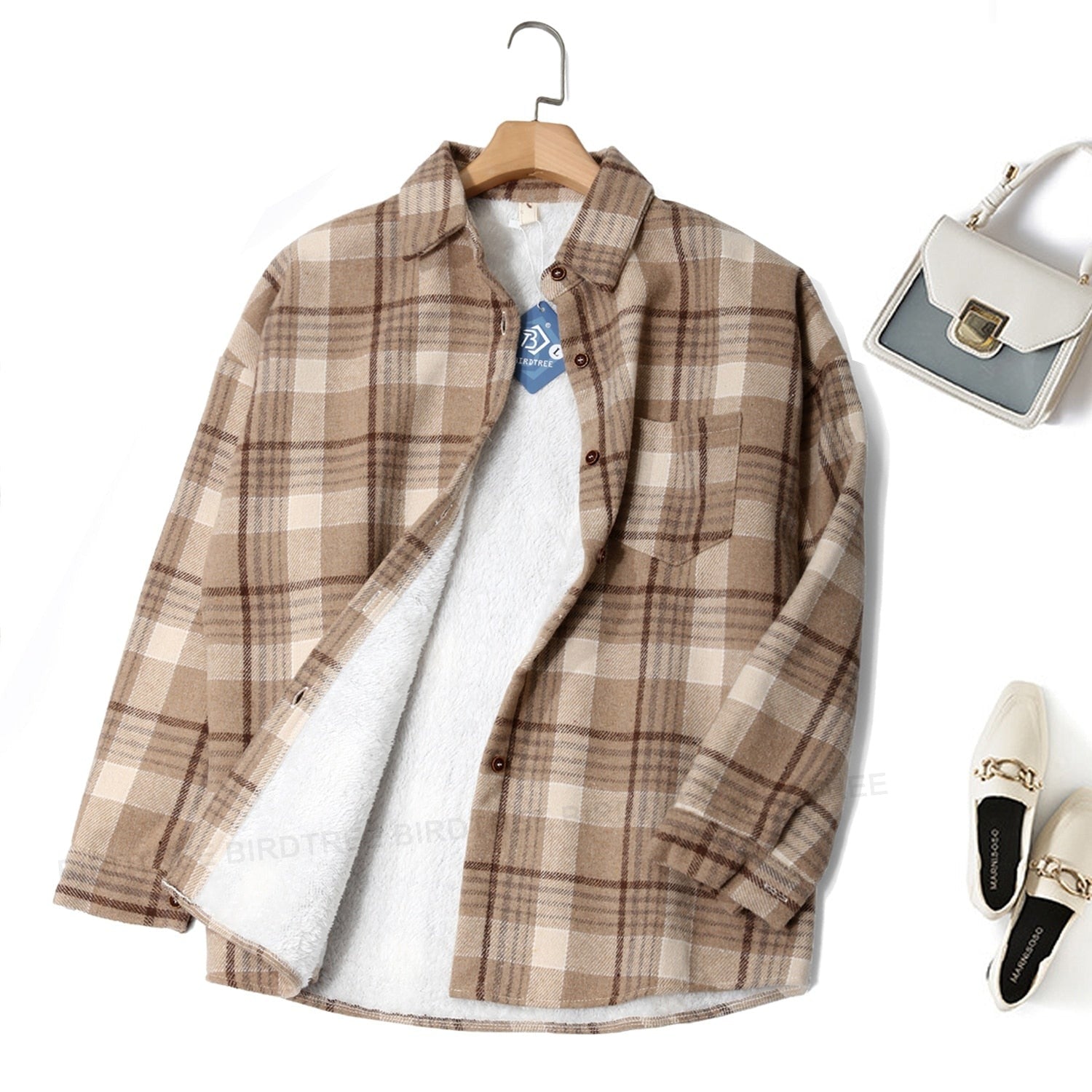 Jacket Long Sleeve Button Down Casual Plaid Flannel Shirts Boyfriend Fall Blouses