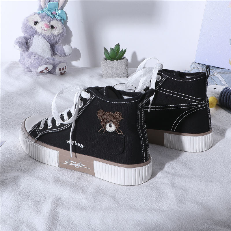 Cute Bear Canvas Sneakers High Top