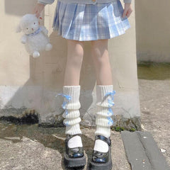 Girls Knitted Leg Warmers Cover Student Lolita Loose Boot Socks Stockings