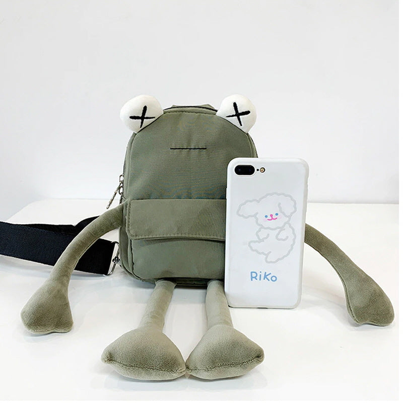 Cute Frog Zipper Canvas Crossboby Bag