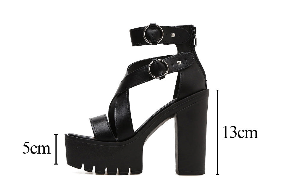 Chunky Heel Gladiator Platform Anti-Slip Ankle Sandals