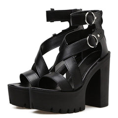 Chunky Heel Gladiator Platform Anti-Slip Ankle Sandals