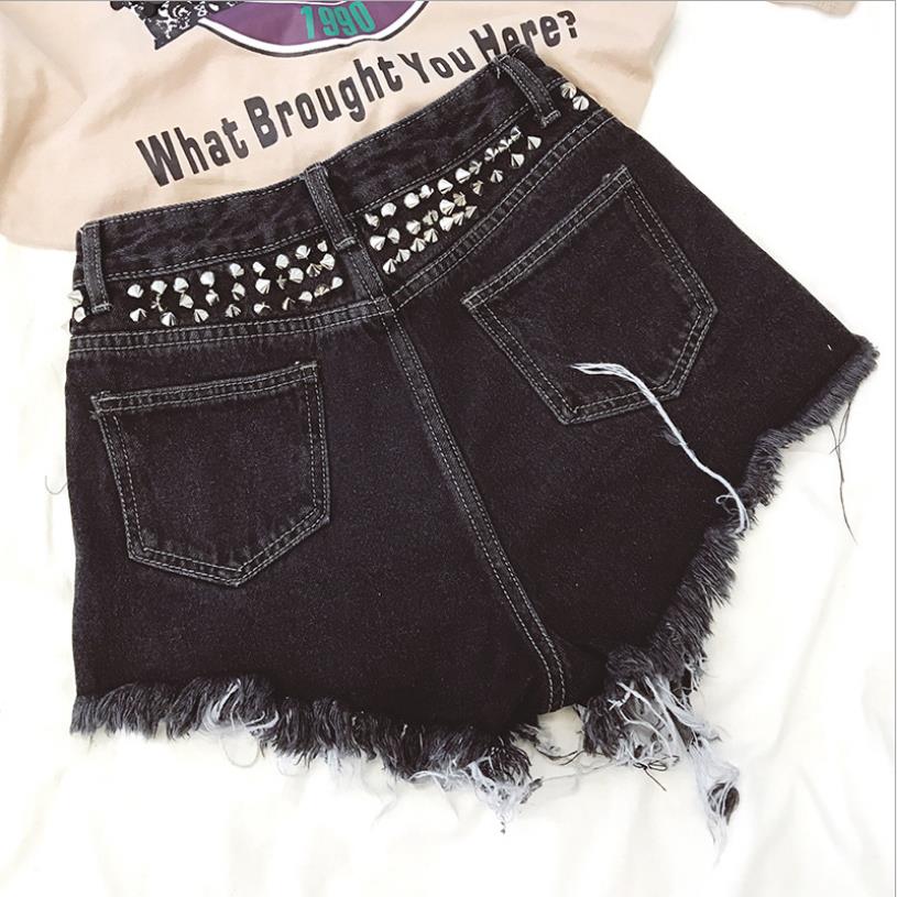 Tassel with Rivet Beading Denim Shorts