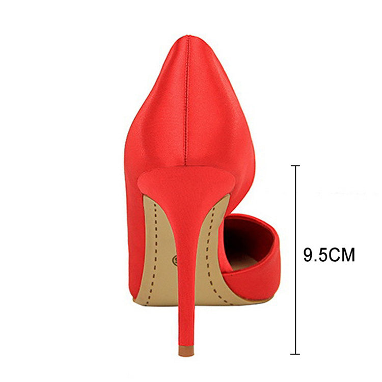 Satin Pointed Toe High Heels Dress Wedding Shoes