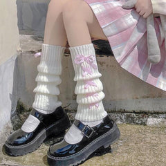 Girls Knitted Leg Warmers Cover Student Lolita Loose Boot Socks Stockings