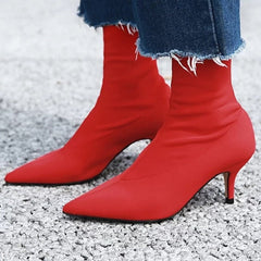 Ankle Sock Boots Stiletto Heels Pointed Toe Shoes