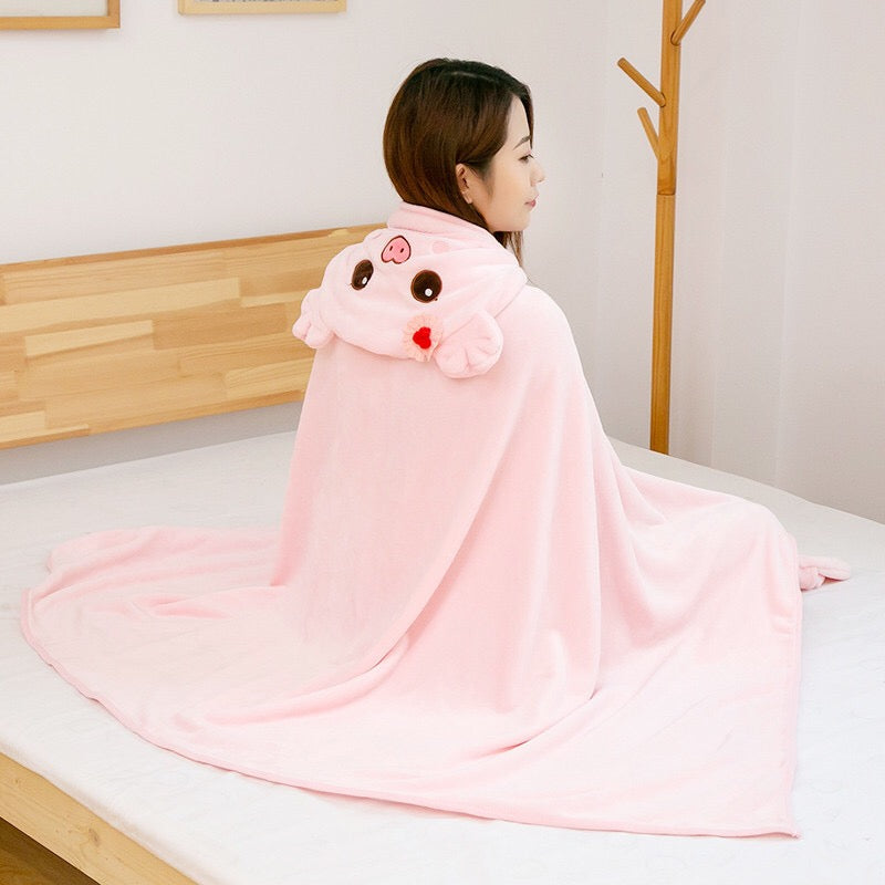 Kawaii Animal Blanket Cape Adult Kids Gift