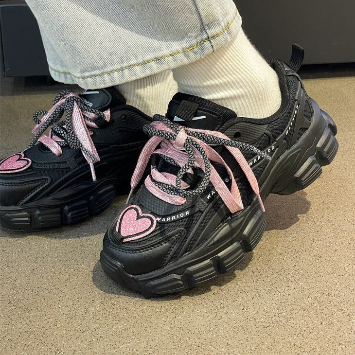 Fashionable Platform Daddy Black Sneakers
