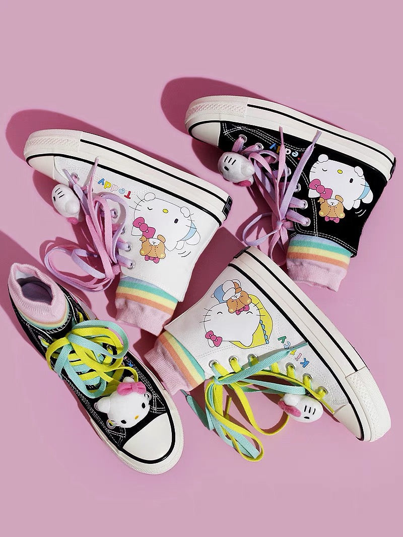 Cute Kawaii Cat High Top Canvas