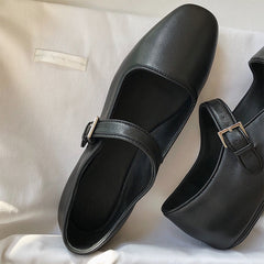 Leather Mary Jane Flats Shoes