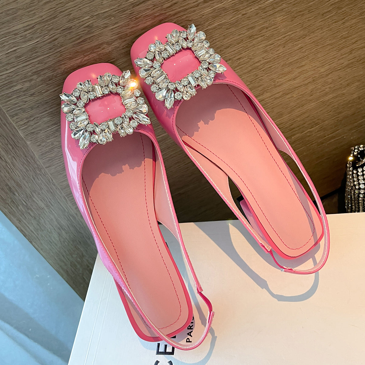 Summer Rhinestones Square Toe Daily Sandals